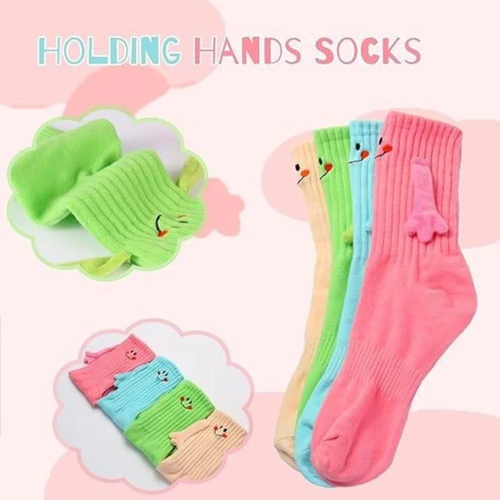 MSRP $23 Merikio 4 Pair Rainbow Magnetic Holding Hands Socks, Gifts for Teen Gi